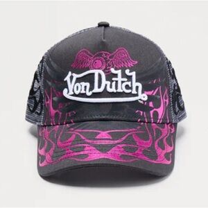 •Light it Up• New Von Dutch Pink Flame Unisex Trucker Hat